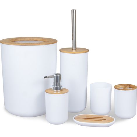 Ensemble d'accessoires de salle de bain 6PCS avec porte-savon, porte-brosse à dents, distributeur de lotion, gobelet à brosse à dents (1/5)