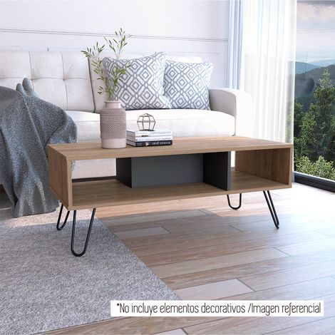 Table basse Vegas, avec pieds fourche 40CM L X 101.1CM P X 45CM P Honey / Lead (1/4)