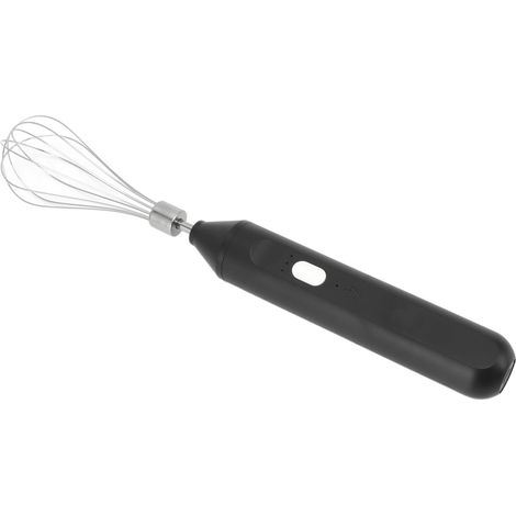 Batteur à œufs électrique portable, rechargeable par USB, mousseur à lait sans fil avec fouet en acier inoxydable, noir (1/5)