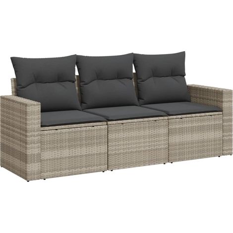 Maison Exclusive - Set de sofá de jardín 3 pzas y cojines ratán s (1/3)