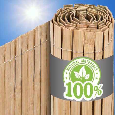 Brise-vue balcon 90x600 cm en bambou naturel – 100% opaque – Protection contre le vent et la chaleur – Installation sans perçage