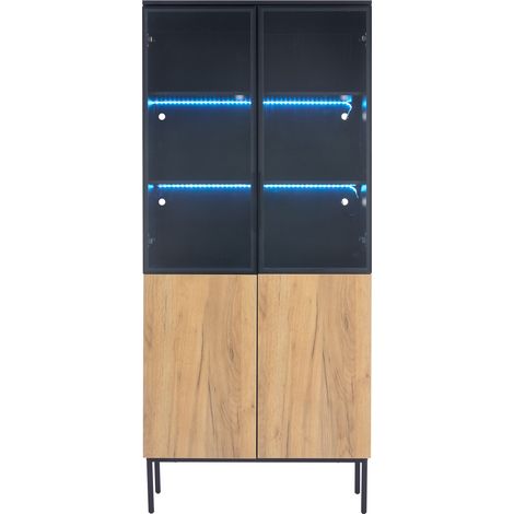 GagaVitrine LED 180 cm noir chêne (1/5)