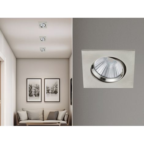 LED Einbaustrahler PAMIR eckig schwenkbar dimmbar Silber 5,5W Deckenbeleuchtung (1/5)