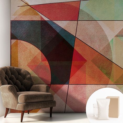 Papier peint intissé mural avec imprimé pour décoration pour salon pour chambre à coucher pour entrée Abstraction géométrique 250x250 cm (1/5)