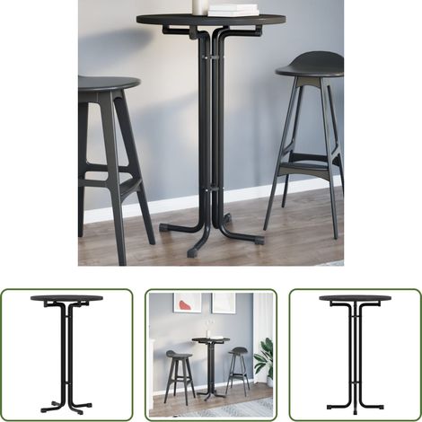 Bois d'ingénierie -  Table de bar noir Ø70x110 cm bois d'ingénierie et acier (1/5)