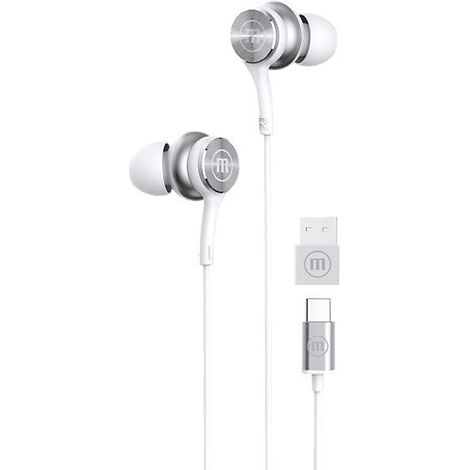 Maxell XC1 USB-C wired headphones with USB-A adapter white (1/2)