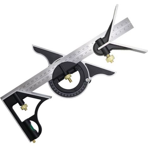 Équerre à Combinaison 300mm, Règle d'angle de Combinaison en Acier Inoxydable, Équerre Combinée avec Niveau à Bulle (1/4)