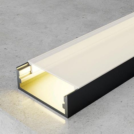IluminaShop - Perfil Aluminio de Superficie Minim Lacado Negro 12/24V/220V 2 metros (1/3)