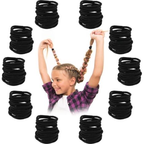 Élastiques à cheveux - Non spécifié - 300 pièces - Noir - Pour filles - Sans dommages (1/4)