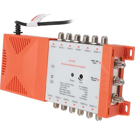 Amplificateur de distribution en cascade 12 canaux A112C 4G LTE à faible bruit, 1 entrée, 12 sorties pour connecter plusieurs téléviseurs, prise UE 220-240 V (1/5)