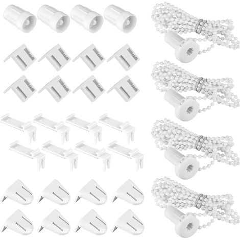 Lot de 4 fixations stores sans perçage, blanc, pour stores occultants/enrouleurs, 17 mm (1/4)