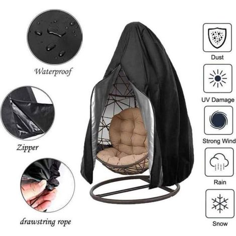 Housse de Chaise - Oxford 210D - Imperméable UV Résistant - Pour Extérieur - Noir (1/4)