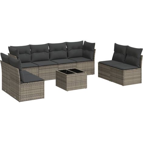 Maison Exclusive - 9-tlg. Garten-Sofagarnitur mit Kissen Grau Pol