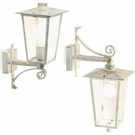 Lanterna Esterno Bianco Oro Antico Applique Lampada da Parete Giardino Anticata - Versione: Verso in Alto (1/5)