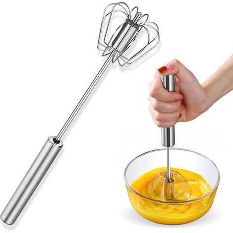 Eierquirl Schneebesen Milchaufschäumer Halbautomatischer Eierquirl Edelstahl Schneebesen Handmixer Selbstkurbel Eierquirl Küchenzubehör Eierwerkz (1/5)