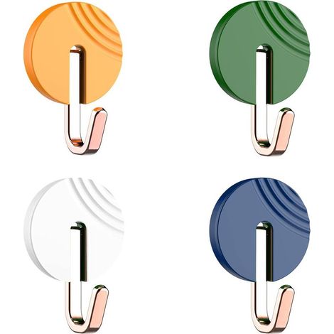 Set di 4 ganci autoadesivi - Ganci da parete resistenti per appendere tovaglioli, accappatoi, cappotti, in bagno, in cucina, ecc. (1/5)
