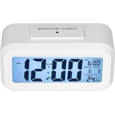 LED-Digitalwecker mit großem Display, Schlummerfunktion und Nachtlicht für Schlafzimmer und Büro – Weiß (1/5)
