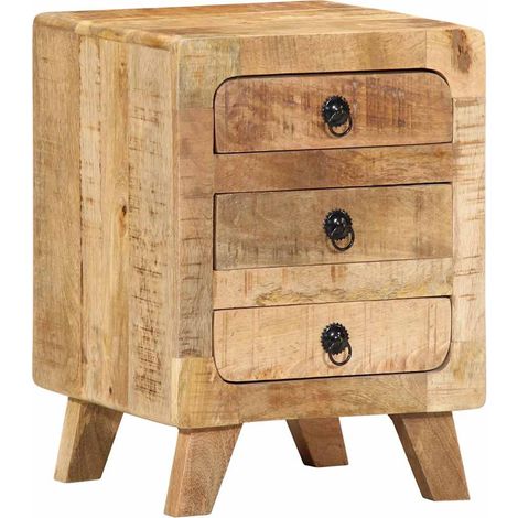 Nachttisch 37x32x50 cm Raues Massivholz Mango