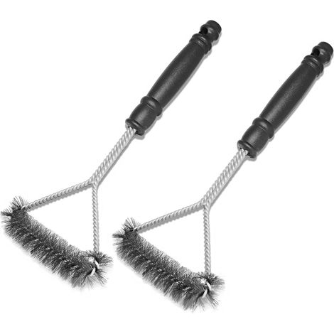 Set di 2 spazzole per barbecue senza fili e senza setole, spazzola per la pulizia del barbecue all'aperto, spazzola da campeggio – Nero (1/5)