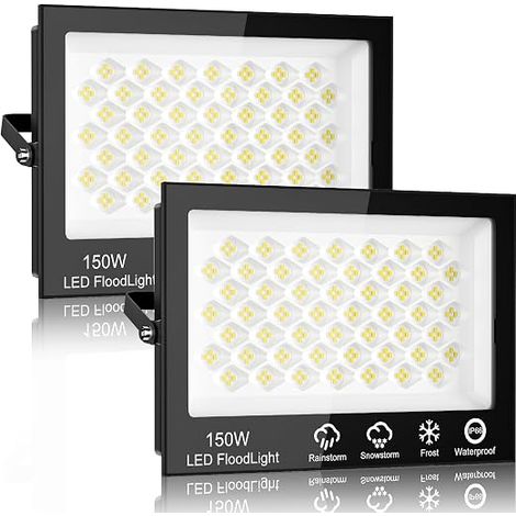 150W 15000LM IP65 Waterproof 6500K Outdoor LED Floodlight for Garden, Balcony, Garage, Warehouse (1/5)