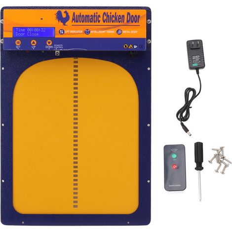 Porte automatique pour poulailler, ouvre-porte électrique avec minuterie et capteur lumineux, télécommande, pour canards et oies, 100-240V, prise US (1/5)