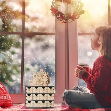 Calendrier de l'Avent de Noël, décoration de vitrine, boîte cadeau marron A (1/5)