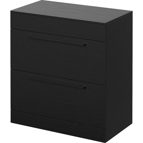 Napoli 460 Nero Oak 800mm 2 Drawer Vanity Unit for Countertop Basins - 800mm - Matt Black 480mm Handle