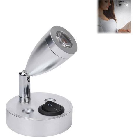 1 unidad, Lámpara de lectura LED, Lámpara de pared, Lámpara de lectura con luz cálida de 6000 K, Apta para leer (12 V, 3 W), color negro (1/5)