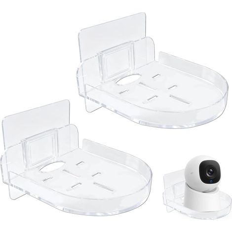 2 Pièces Supports Muraux Adhésifs Universels, Support Camera Mural, Supports Étagère Murale Camera sans Perçage, pour Caméra Surveillance, Babyphone, Haut Parleur, Compatibilité avec Surfaces Lisses (1/5)