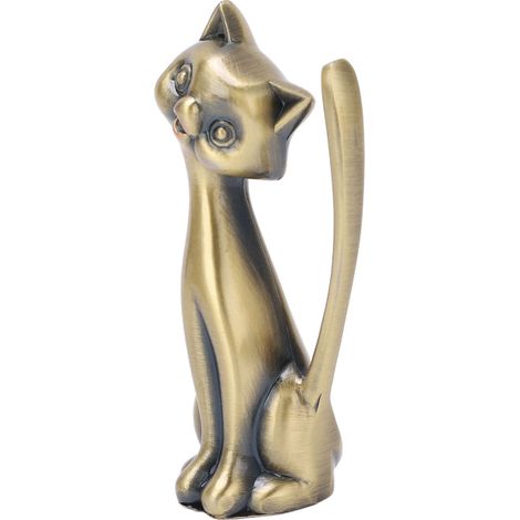 Porte-bagues en forme de chat en zinc, support de bijoux vintage brillant pour collection de bagues (1/5)