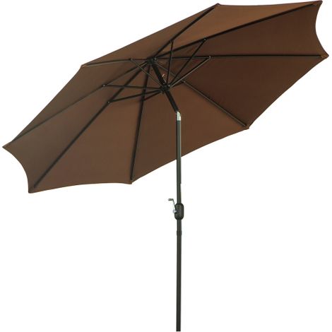 Ombrello parasole con manovella, diametro 2,95 m × altezza 2,5 m, ombrello piegabile, ombrello da mercato, marrone, poliestere 180 g/m², struttura stabile. Installazione sul posto.