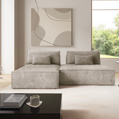 Canapé d'angle réversible modulable et convertible Georgia Taupe (1/5)