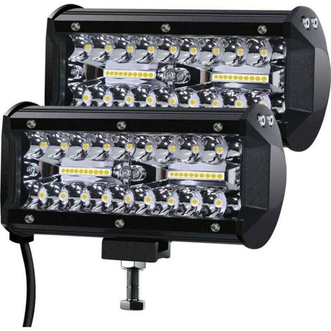 120W Phares de Travail LED , 2V 400W 7'' Projecteur LED Voiture 12v Etanche IP67 Spot Flood Feux Antibrouillard LED 27,000lm Feux de Travail pour Voiture Camion Tracteur SUV Bateau(2 pièce) (1/4)