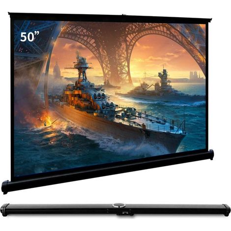 Écran de Projection Portable de 50" pour projecteur LED/LCD/DLP Mini Style extractible Intérieur Extérieur Compatible 4:3/16:9 (1/5)