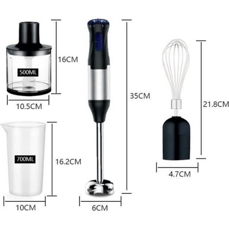 Ingrédient du mixeur-Mixeur Plongeant Multifonction 4 en 1- - Hachoir, Fouet, Mixeur pour Bébé Alimentaire - Sans BPA-1000W (1/4)