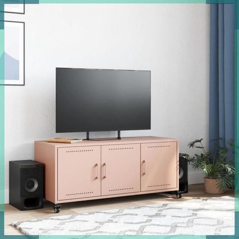846645 Meuble TV rose 100,5x39x43,5 cm acier (1/5)