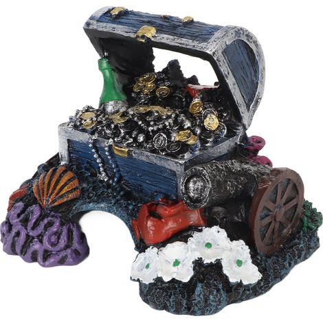 Coffre à trésors décoratif pour aquarium, cachette en résine réaliste, boîte à bijoux bleue pour aquarium d'eau douce et d'eau de mer (1/5)