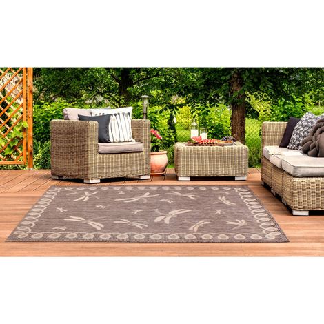 Terrace Dragonfly Flatweave Outdoor Indoor Bordered Natural/Taupe Rug in 240 x 340 cm (8'x11'2'') (1/4)