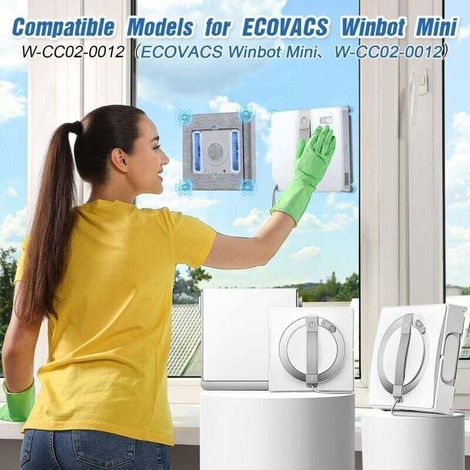 Kit de 8 lingettes de nettoyage pour robot lave-vitres , compatible avec ECOVACS Winbot Mini, MINIIT, W-CC02-0012, comprenant une serpillière en microfibre de rechange pour robot lave-vitres Ecovacs W (1/3)