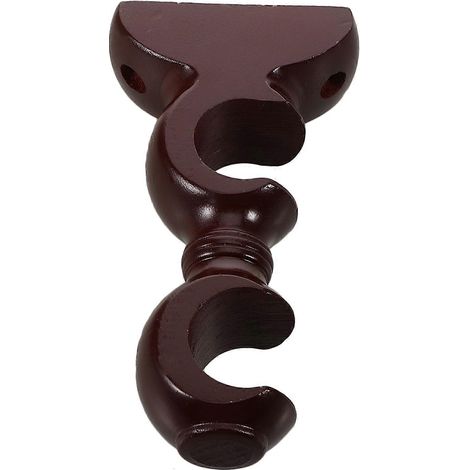 Support de tringle à rideaux en bois rouge foncé pour habillage de fenêtre, double fente (1/5)