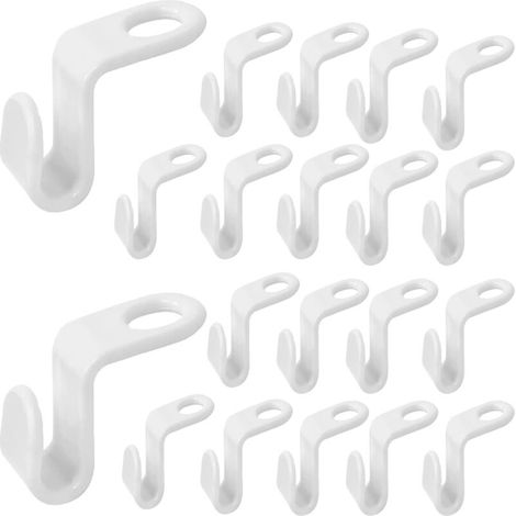 QAZQA Lot de 20 Crochets de Cintre Blancs en Plastique, gain de place, Cintres Empilables Multicouches pour Armoires (1/5)