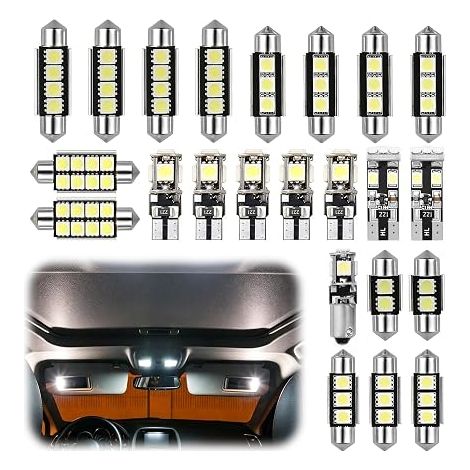 Kit Ampoules LED Voiture 23pcs Sans Erreur Blanc Xénon 6000K T10 W5W C5W 31/36/42mm Éclairage Intérieur Auto Plafonnier Coffre Plaque kit led voiture interieur (1/5)
