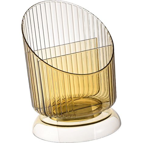 Make-up-Stiftehalter aus transparentem, rundem Kunststoff, zur Aufbewahrung von Stiften und Bleistiften, goldfarben, Einheitsgröße (1/5)
