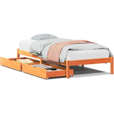 Maison Exclusive - Massivholzbett ohne Matratze Wachsbraun 75x190