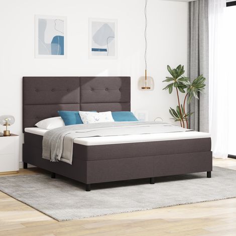 vidaXL Lit à ressorts avec bandes LED Marron foncé 180 x 200 cm tissu (1/5)