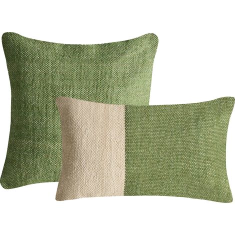 Conjunto de 2 cojines decorativos de algodón 45/30 x 45/50 cm verde Anisoptera
