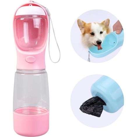 Botella de agua para perros, Botella de agua portátil 2 en 1 para perros, Botella de agua para perros de 550 ml, Botella de agua, Para exteriores (1/5)