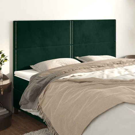 Tête de lit Vert foncé 200x5x118/128 cm Velours (1/5)
