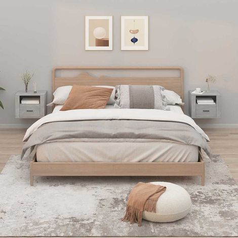 vidaXL Wall-mounted Bedside Cabinets 2 pcs Concrete Grey 50x36x40 cm (1/5)