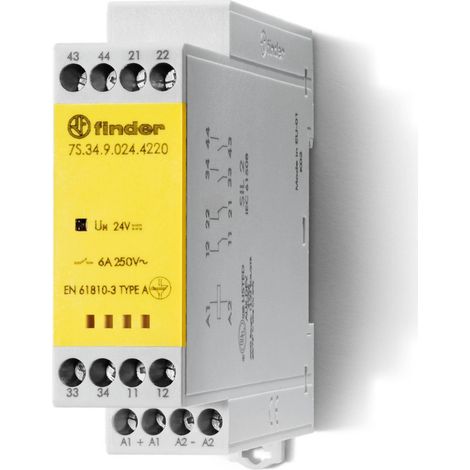 Relais mod contacts guidés 2NO + 2NC 6A 24V DC AgSnO2 SIL2 à cage 420646 FINDER 7S3490244220